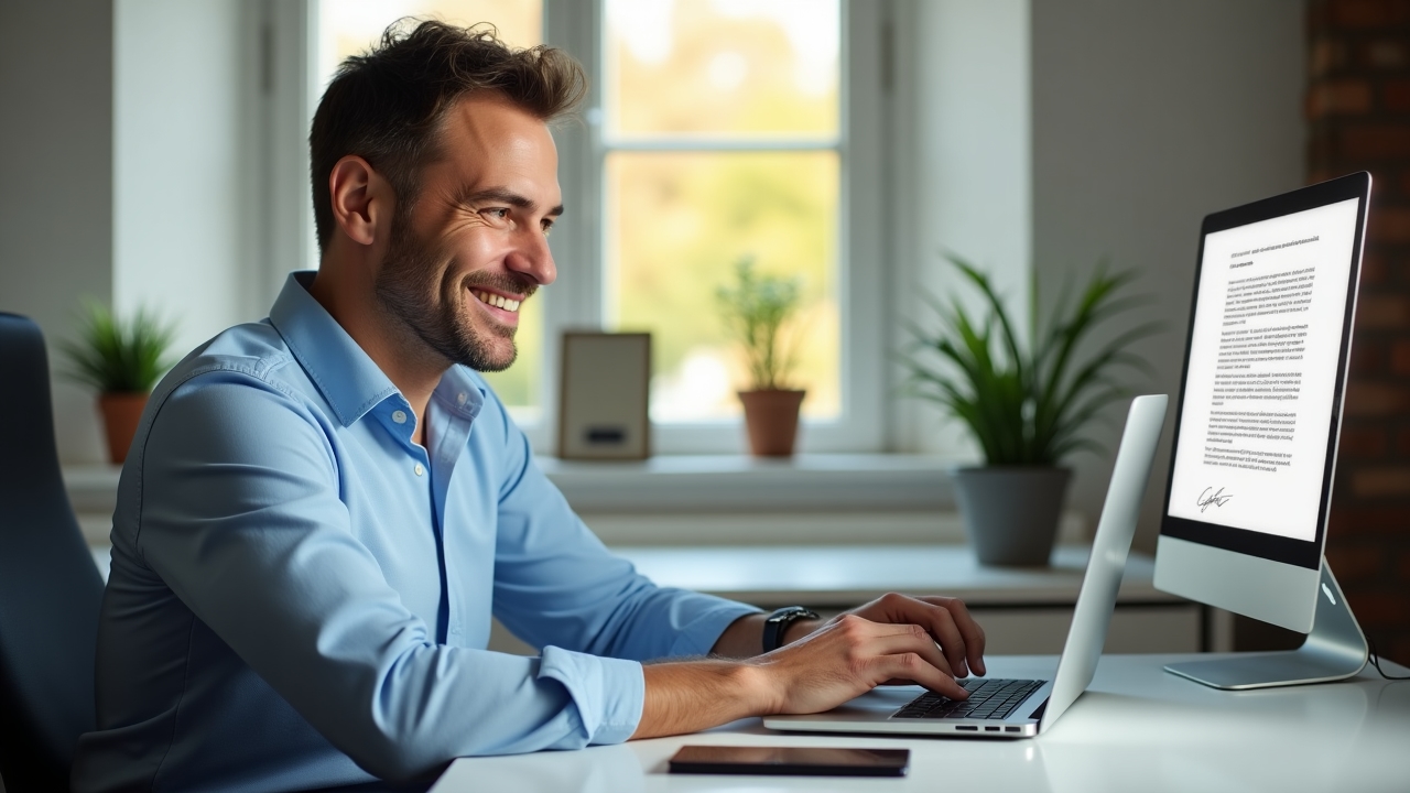 Proceso empresarial digital con firma electrónica